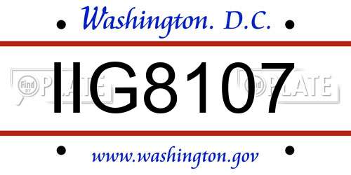 IIG8107 District Of Columbia License Plate