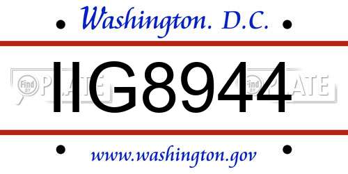 IIG8944 District Of Columbia License Plate