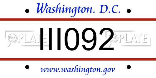 III092 District Of Columbia License Plate