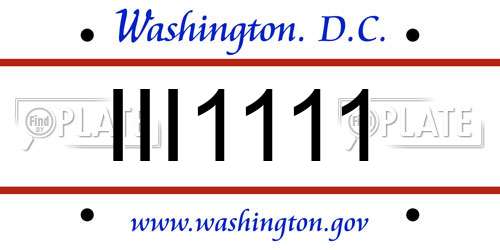 III1111 District Of Columbia License Plate