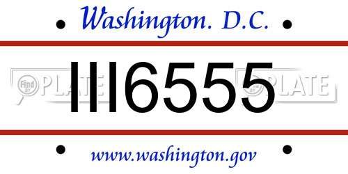 III6555 District Of Columbia License Plate