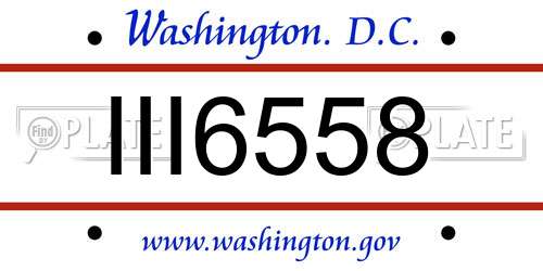 III6558 District Of Columbia License Plate