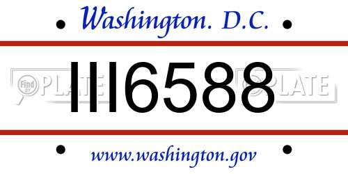 III6588 District Of Columbia License Plate