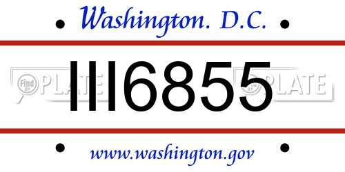 III6855 District Of Columbia License Plate