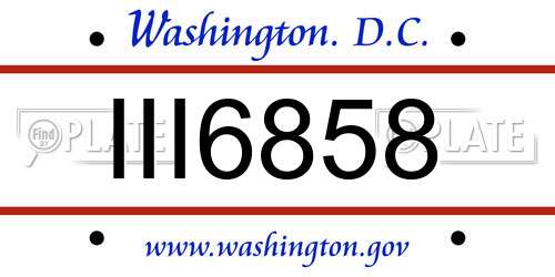 III6858 District Of Columbia License Plate