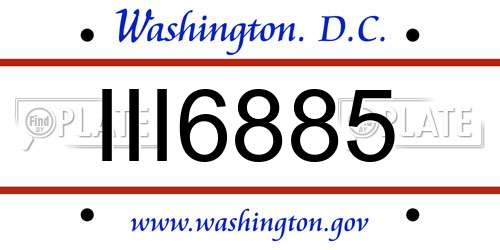III6885 District Of Columbia License Plate