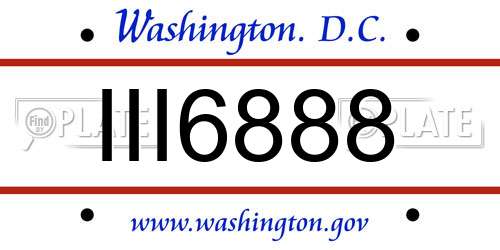 III6888 District Of Columbia License Plate