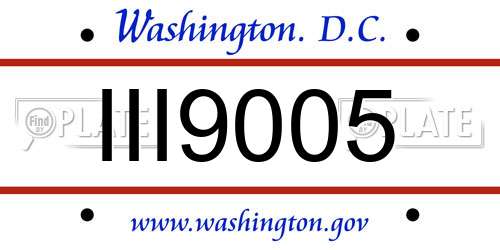 III9005 District Of Columbia License Plate