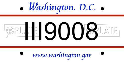 III9008 District Of Columbia License Plate