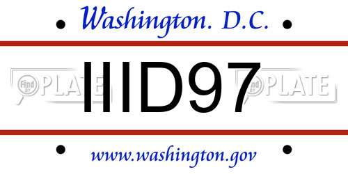 IIID97 District Of Columbia License Plate