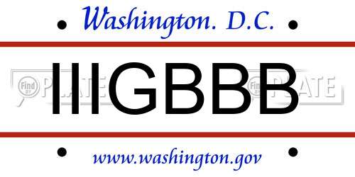 IIIGBBB District Of Columbia License Plate
