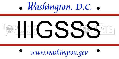 IIIGSSS District Of Columbia License Plate