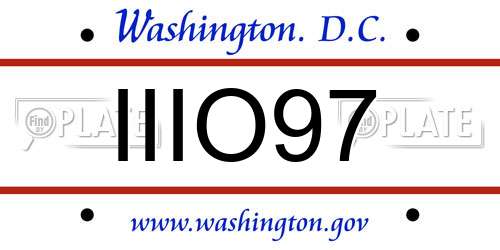 IIIO97 District Of Columbia License Plate