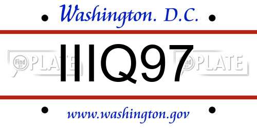 IIIQ97 District Of Columbia License Plate