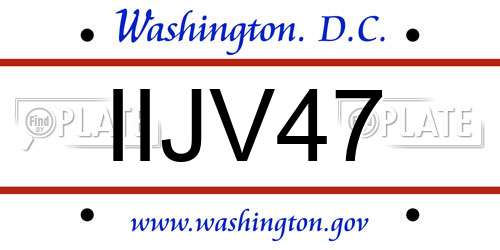 IIJV47 District Of Columbia License Plate