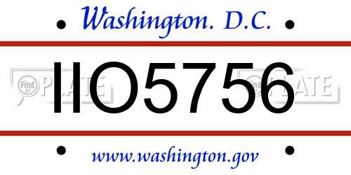 IIO5756 District Of Columbia License Plate