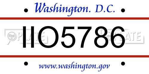 IIO5786 District Of Columbia License Plate