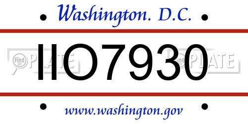 IIO7930 District Of Columbia License Plate