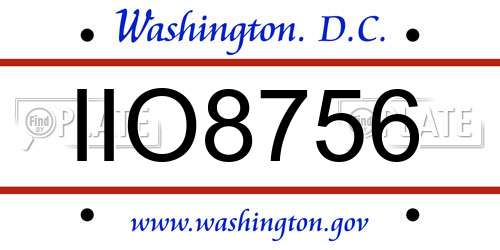 IIO8756 District Of Columbia License Plate