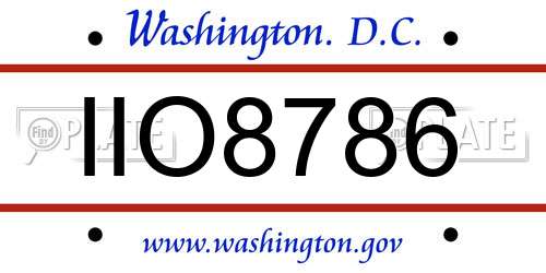 IIO8786 District Of Columbia License Plate