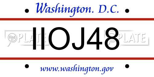 IIOJ48 District Of Columbia License Plate