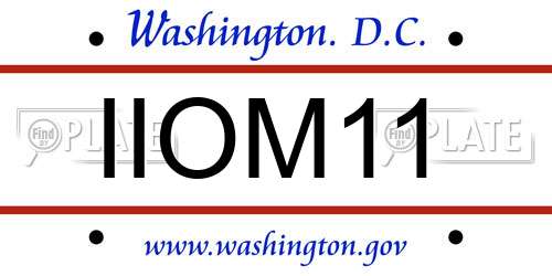 IIOM11 District Of Columbia License Plate