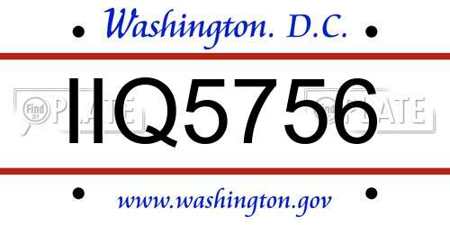 IIQ5756 District Of Columbia License Plate