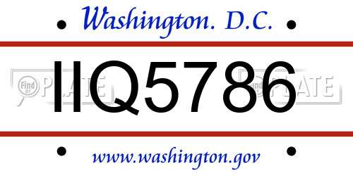 IIQ5786 District Of Columbia License Plate