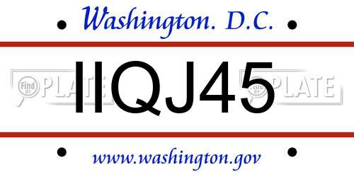 IIQJ45 District Of Columbia License Plate