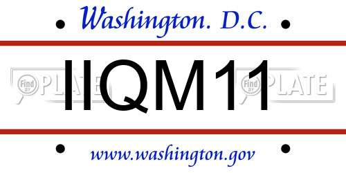 IIQM11 District Of Columbia License Plate