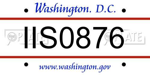 IIS0876 District Of Columbia License Plate
