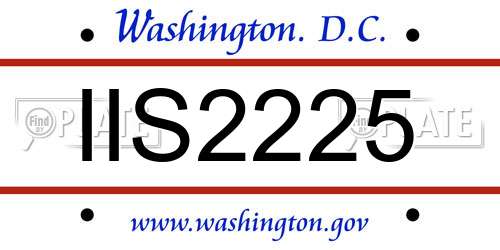 IIS2225 District Of Columbia License Plate