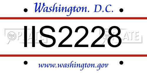 IIS2228 District Of Columbia License Plate
