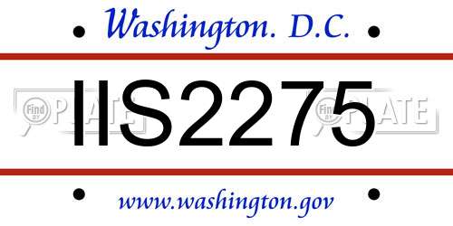 IIS2275 District Of Columbia License Plate