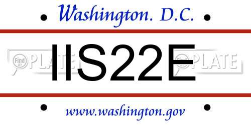 IIS22E District Of Columbia License Plate