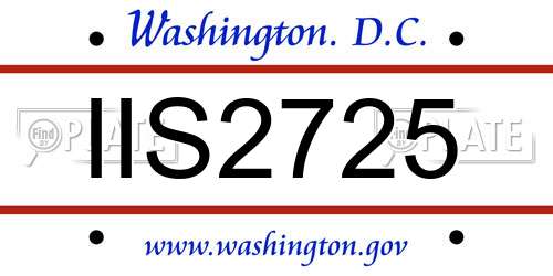 IIS2725 District Of Columbia License Plate