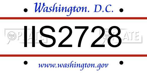 IIS2728 District Of Columbia License Plate