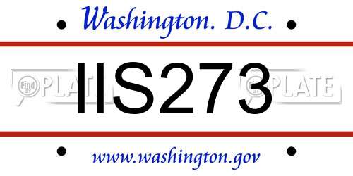 IIS273 District Of Columbia License Plate