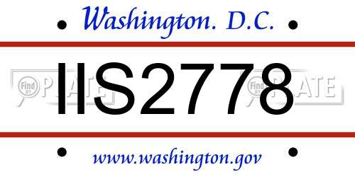 IIS2778 District Of Columbia License Plate