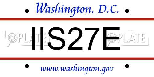 IIS27E District Of Columbia License Plate