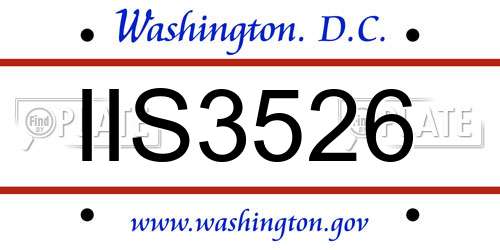 IIS3526 District Of Columbia License Plate