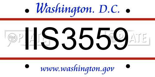 IIS3559 District Of Columbia License Plate