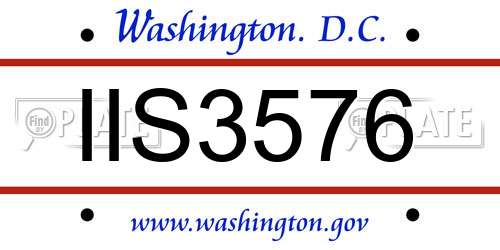 IIS3576 District Of Columbia License Plate