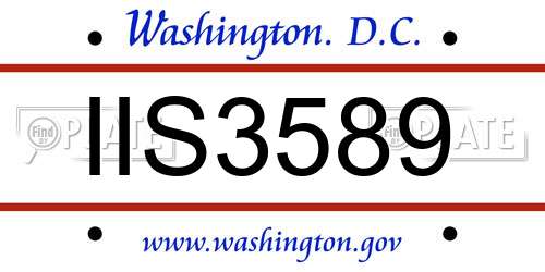 IIS3589 District Of Columbia License Plate
