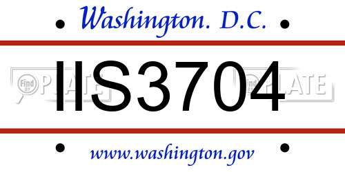 IIS3704 District Of Columbia License Plate