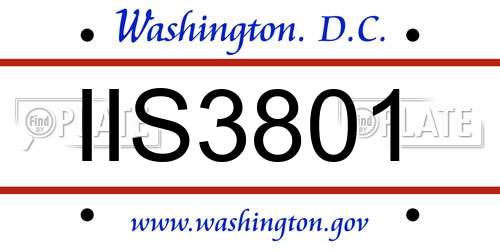 IIS3801 District Of Columbia License Plate