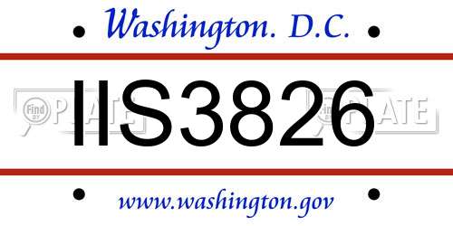 IIS3826 District Of Columbia License Plate
