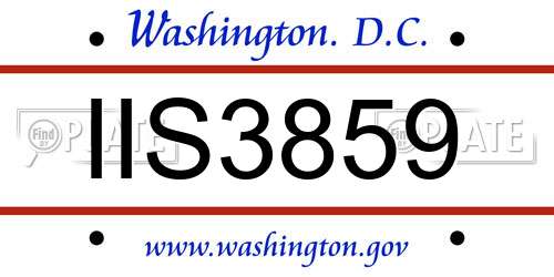 IIS3859 District Of Columbia License Plate