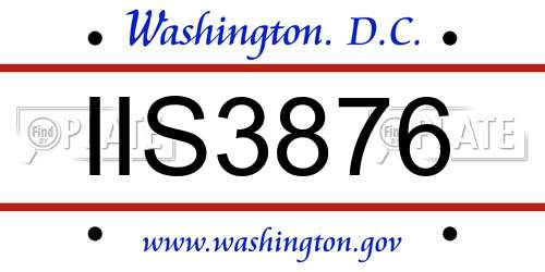 IIS3876 District Of Columbia License Plate