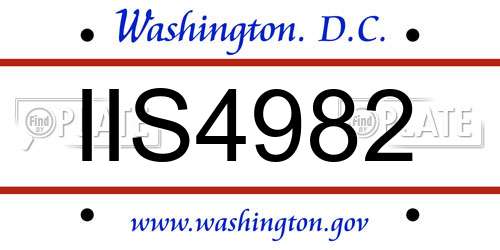 IIS4982 District Of Columbia License Plate